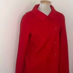 Bloomingdale’s red cashmere wool blend pea coat 8 medium m